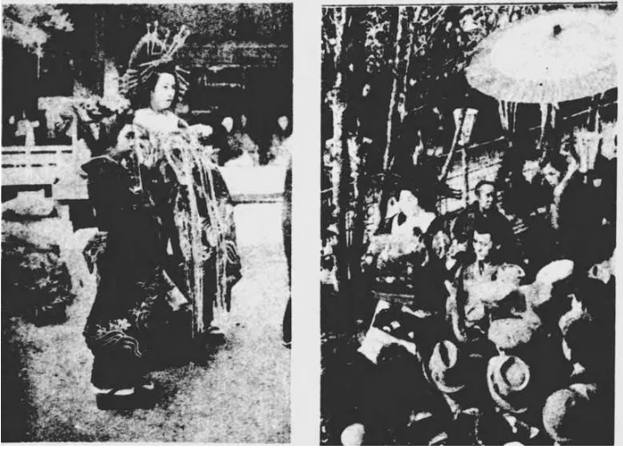 吉原娼妓の盛装と道中の図
